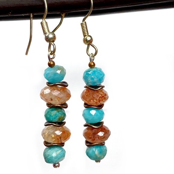 Sunstone Peruvian Amazonite Earrings - Picture 3 of 5
